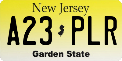 NJ license plate A23PLR