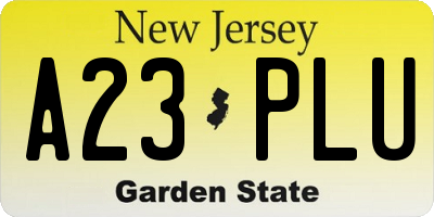 NJ license plate A23PLU