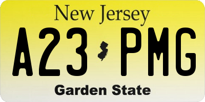 NJ license plate A23PMG
