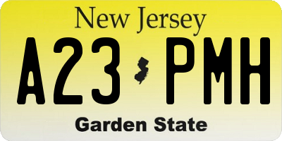 NJ license plate A23PMH