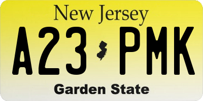 NJ license plate A23PMK
