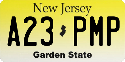 NJ license plate A23PMP