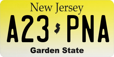 NJ license plate A23PNA