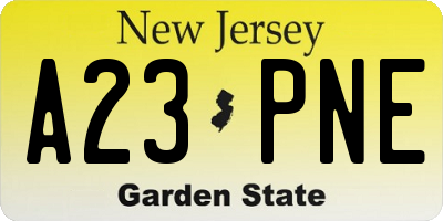 NJ license plate A23PNE