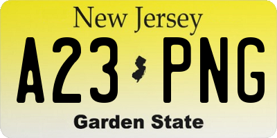 NJ license plate A23PNG