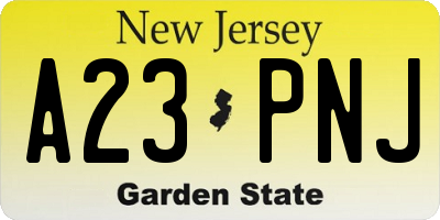 NJ license plate A23PNJ
