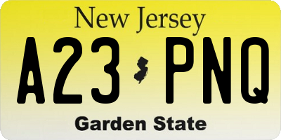 NJ license plate A23PNQ
