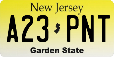 NJ license plate A23PNT