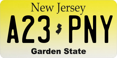 NJ license plate A23PNY