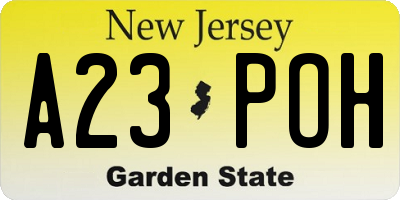 NJ license plate A23POH