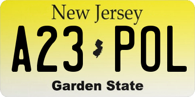 NJ license plate A23POL