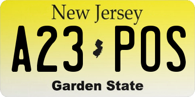 NJ license plate A23POS
