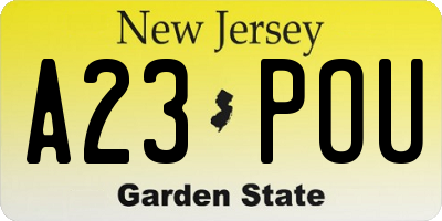 NJ license plate A23POU