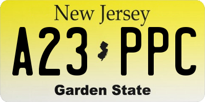 NJ license plate A23PPC