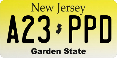 NJ license plate A23PPD