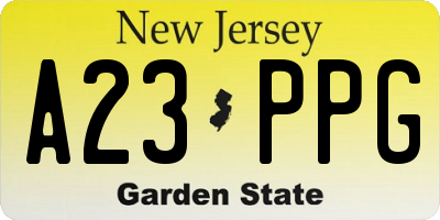NJ license plate A23PPG