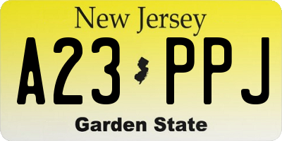 NJ license plate A23PPJ