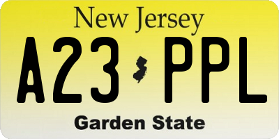 NJ license plate A23PPL