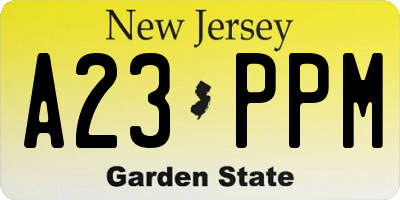 NJ license plate A23PPM