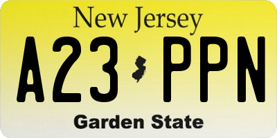 NJ license plate A23PPN