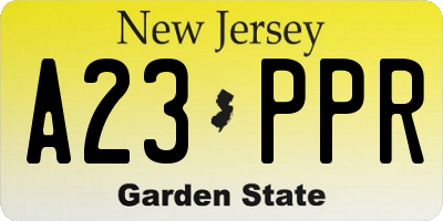 NJ license plate A23PPR