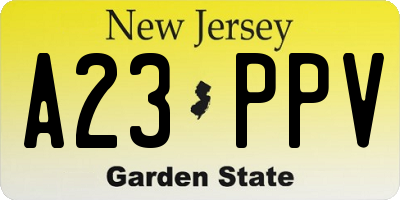 NJ license plate A23PPV