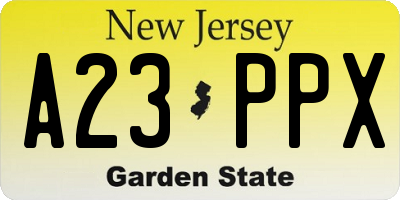 NJ license plate A23PPX