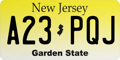 NJ license plate A23PQJ