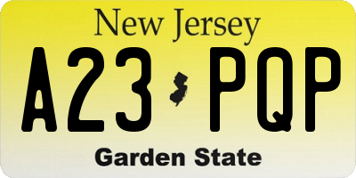 NJ license plate A23PQP