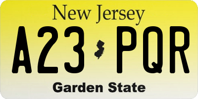 NJ license plate A23PQR
