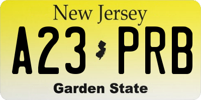 NJ license plate A23PRB