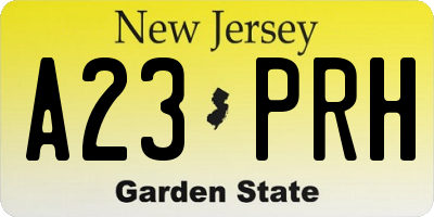 NJ license plate A23PRH