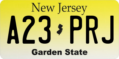 NJ license plate A23PRJ