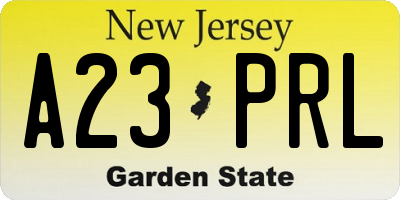 NJ license plate A23PRL