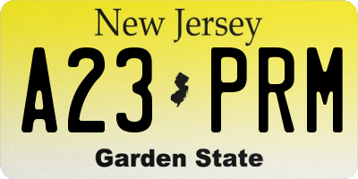 NJ license plate A23PRM
