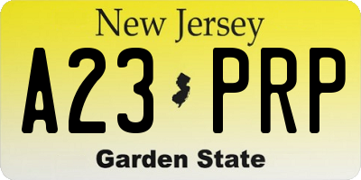 NJ license plate A23PRP