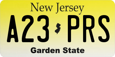 NJ license plate A23PRS