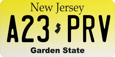 NJ license plate A23PRV