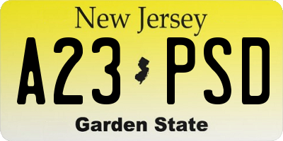 NJ license plate A23PSD