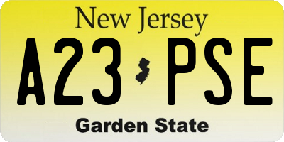 NJ license plate A23PSE