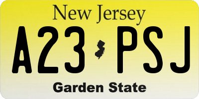 NJ license plate A23PSJ