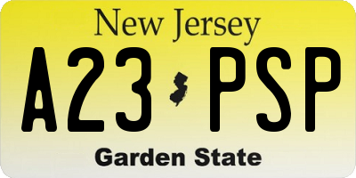 NJ license plate A23PSP