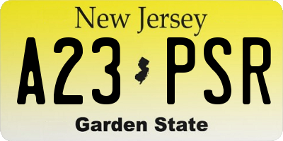 NJ license plate A23PSR
