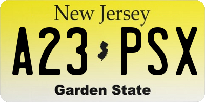 NJ license plate A23PSX