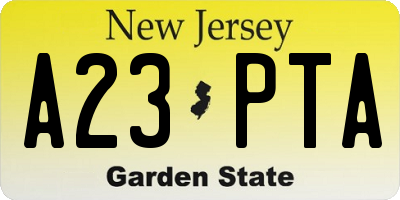 NJ license plate A23PTA