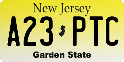 NJ license plate A23PTC