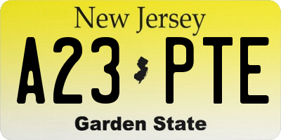 NJ license plate A23PTE
