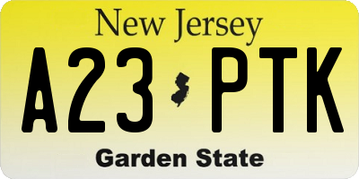 NJ license plate A23PTK