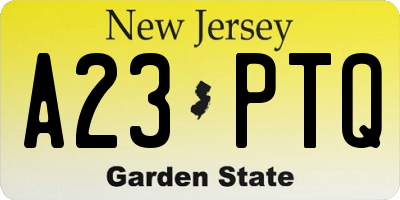 NJ license plate A23PTQ