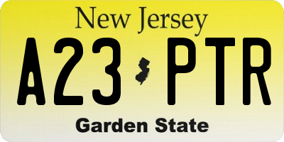 NJ license plate A23PTR